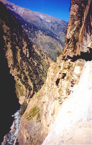 Note the little shrine to Durga at cliff's edge, and the lack of guard rails.