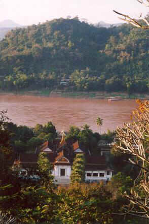 The 100-meter-high Phu Si hill rises in the center of town and offers great panoramas.