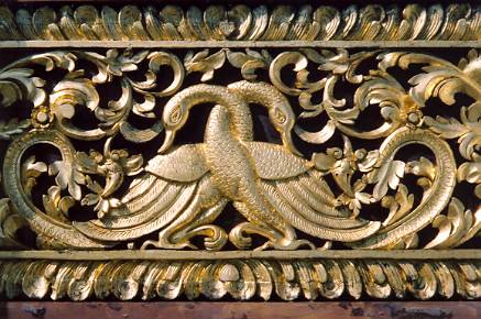 Northern Thai temples have many features in common with those in Laos, such as this fine woodcarving.