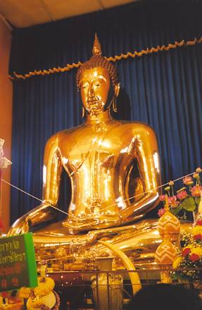 The Golden Buddha is 3 meters (10 feet) tall and weighs 5,500 kg (12,125 pounds).