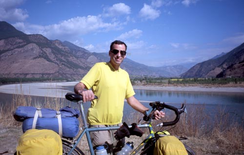 Not too much gear--small tent, sleeping bag, and front and rear panniers.