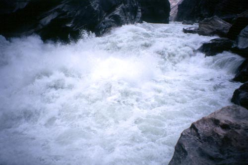 These booming rapids are too dangerous for river running!