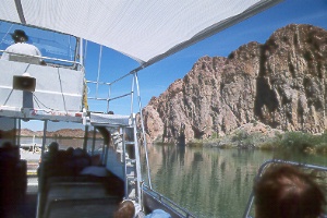 cruising along on the Colorado River on a jetboat