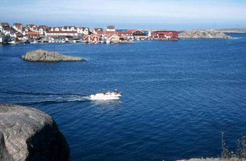 All of the houses and buildings are perched on rocks.